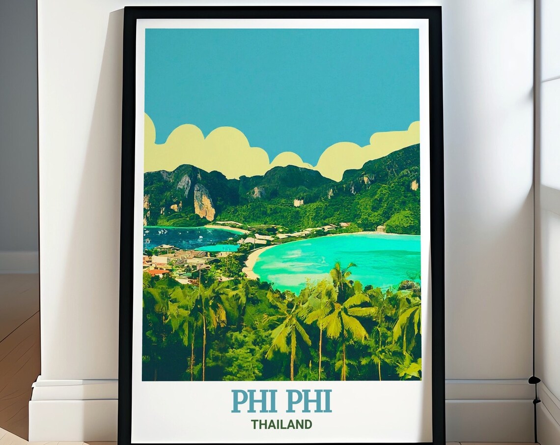 Phi Phi Islands Bay Overlook Thailand Scenic Tropical Travel Poster