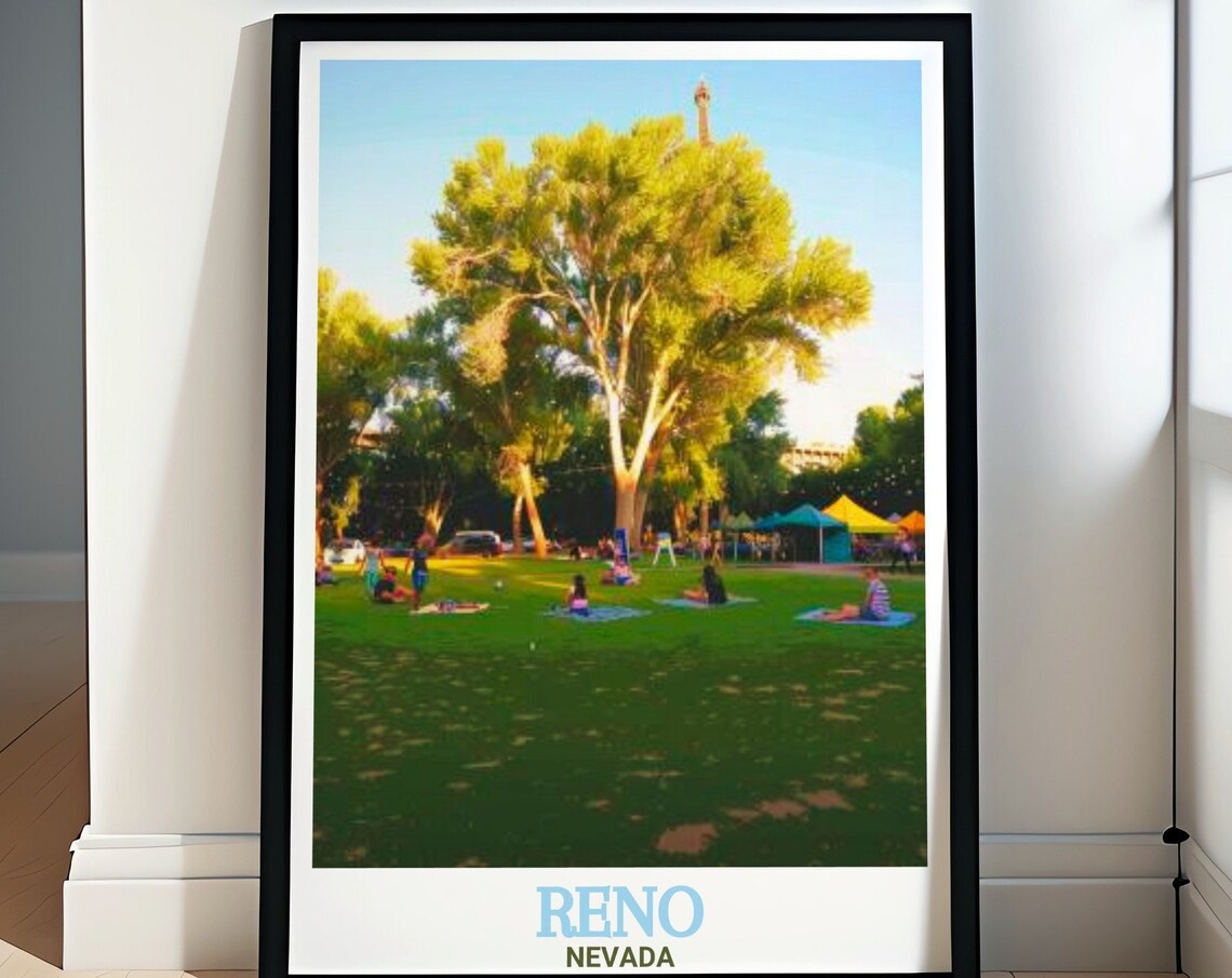 Reno Nevada Idlewild Park Picnic Day Sunny Park Scene Travel Poster