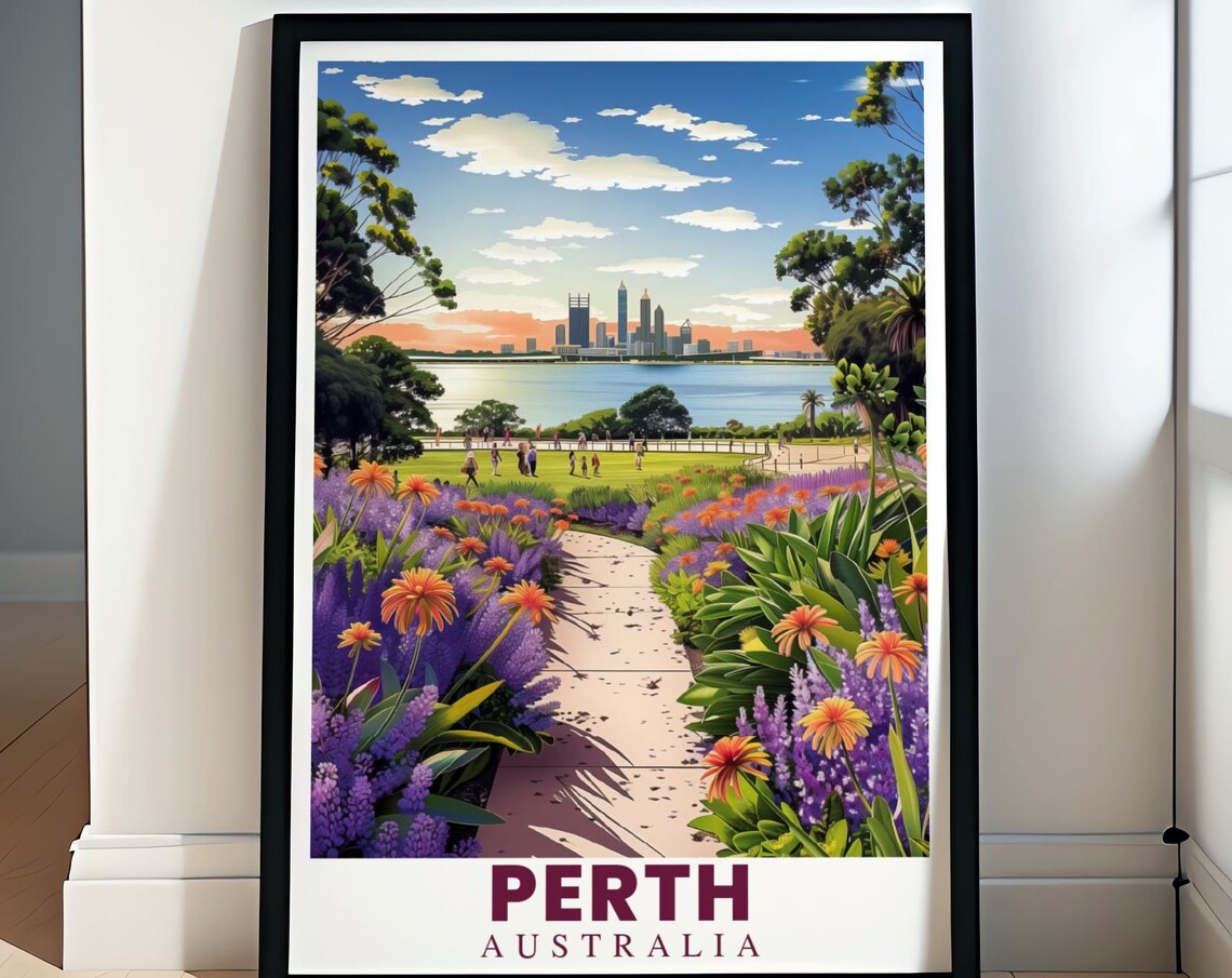 Perth Australia Kings Park Botanical Garden City Skyline Poster