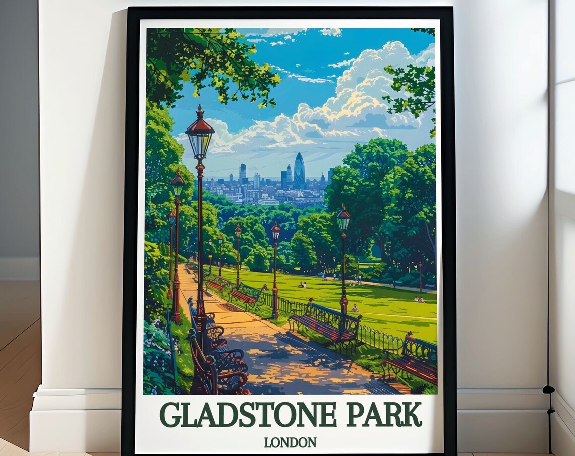 Gladstone Park London Promenade City Skyline Travel View Poster