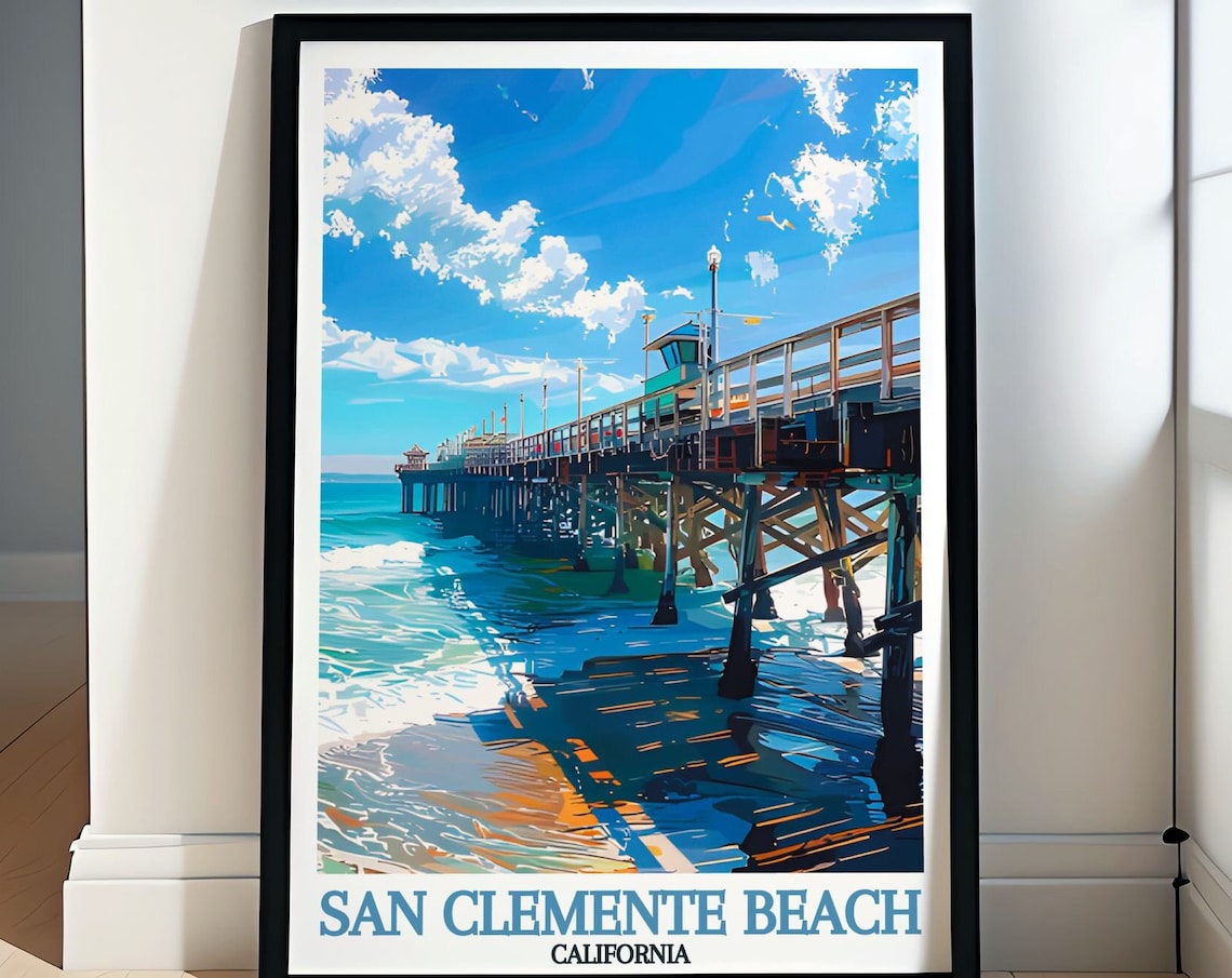 San Clemente Pier Travel Poster, Coastal Decor