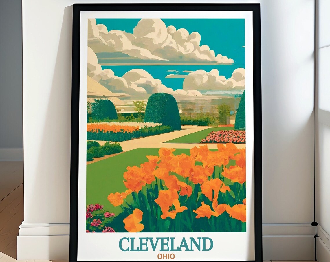 Ohio Cleveland Botanical Garden Flower Beds Glasshouse Poster