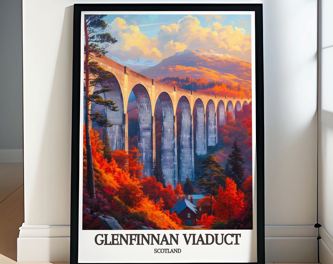 Glenfinnan Viaduct Scotland Autumn Railway Classic Travel Poster