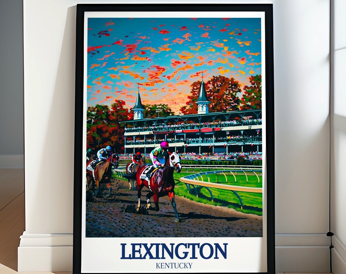 Lexington Kentucky Keeneland Horse Racing Track Sunset Sports Poster