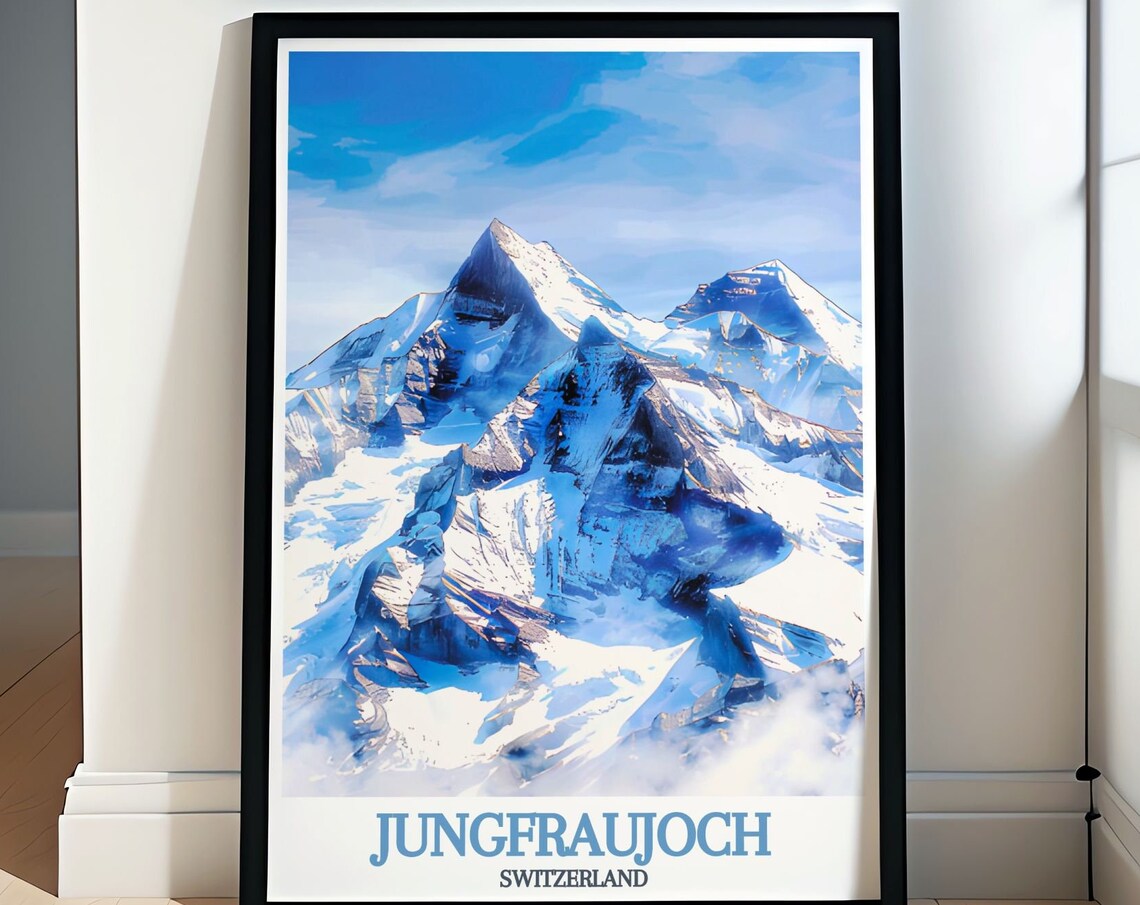 Jungfraujoch Switzerland Snow-Capped Alpine Peaks Travel Poster