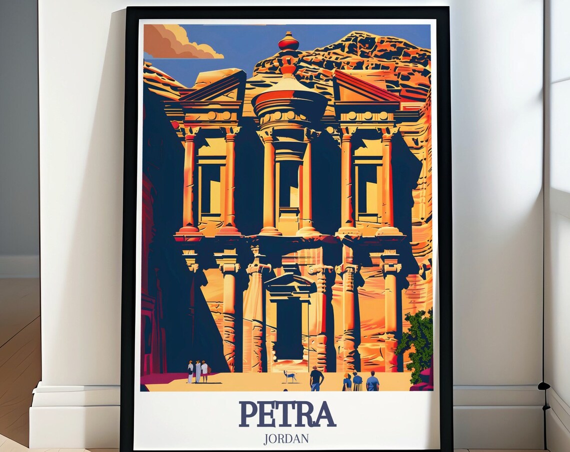 Petra Jordan The Treasury Al Khazneh Warm Daytime Travel Poster