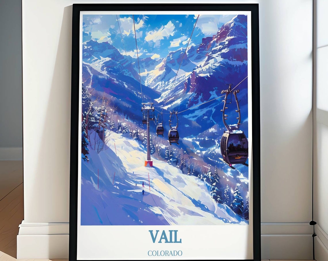 Vail Colorado Ski Gondolas Snowy Winter Slopes Mountain Poster