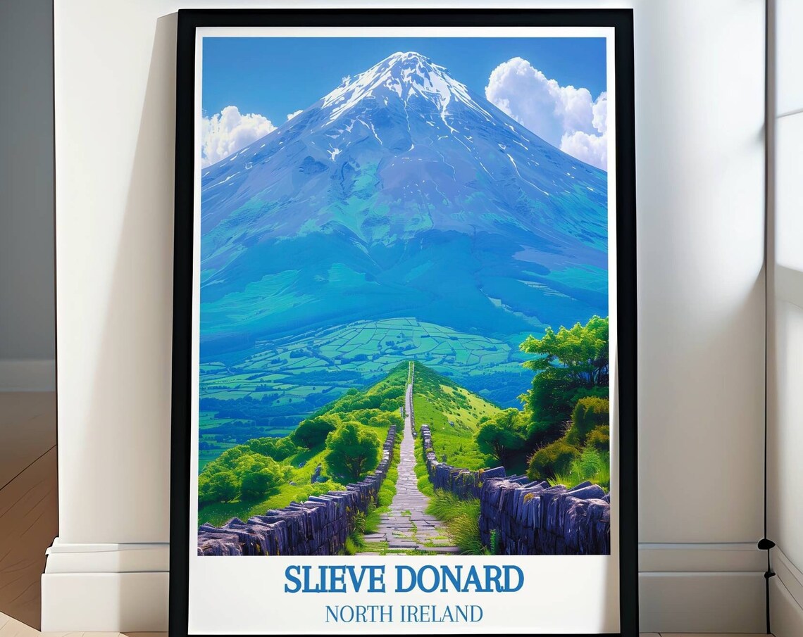 Slieve Donard Northern Ireland Summit Trail with Stone Walls Poster