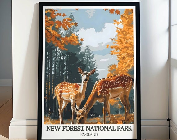 New Forest Bolderwood Deer Sanctuary Art Collection New Forest Artistic Travel Posters Wanderlusttravel Posters