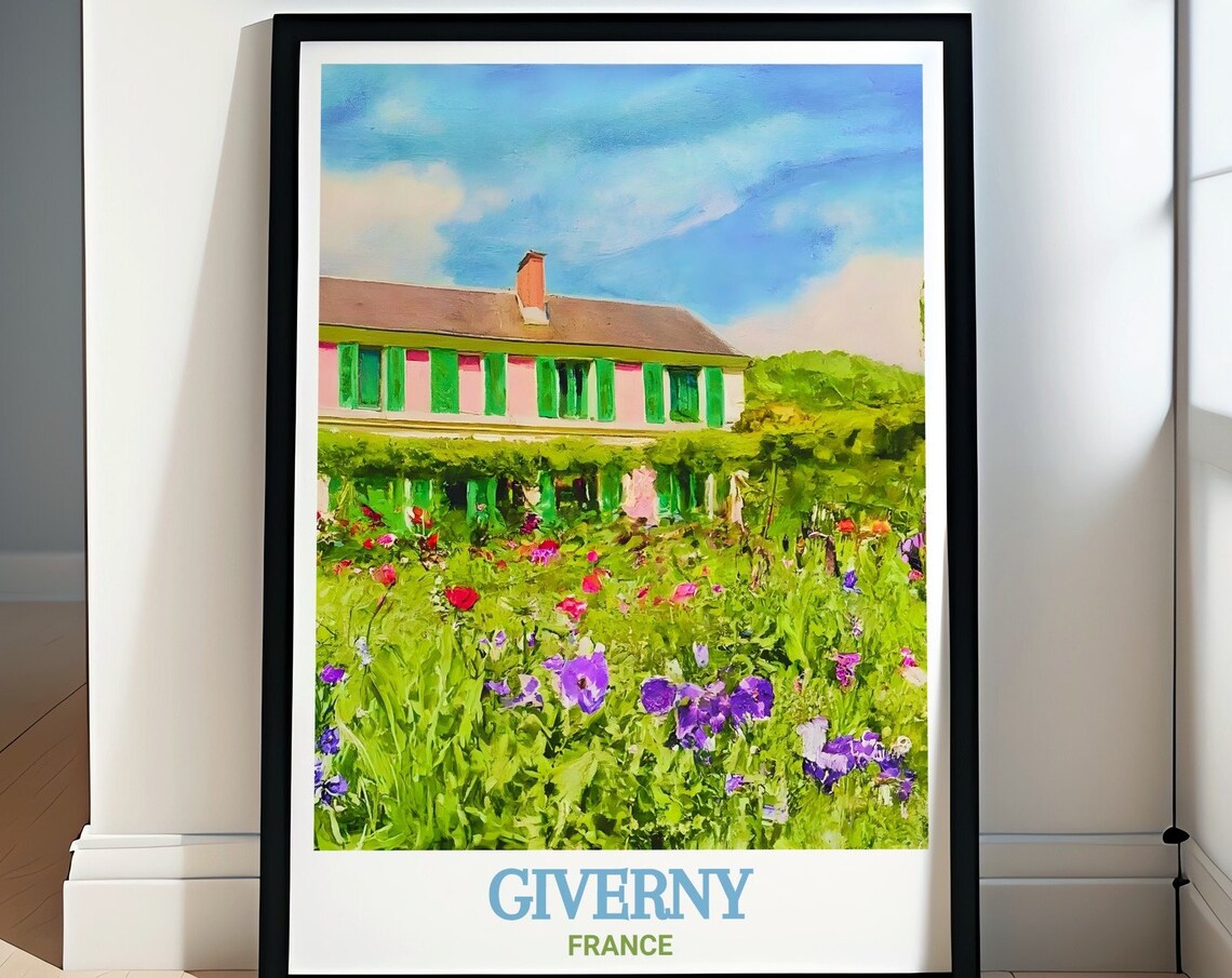 Giverny France Claude Monet House Vibrant Flower Garden Art Poster