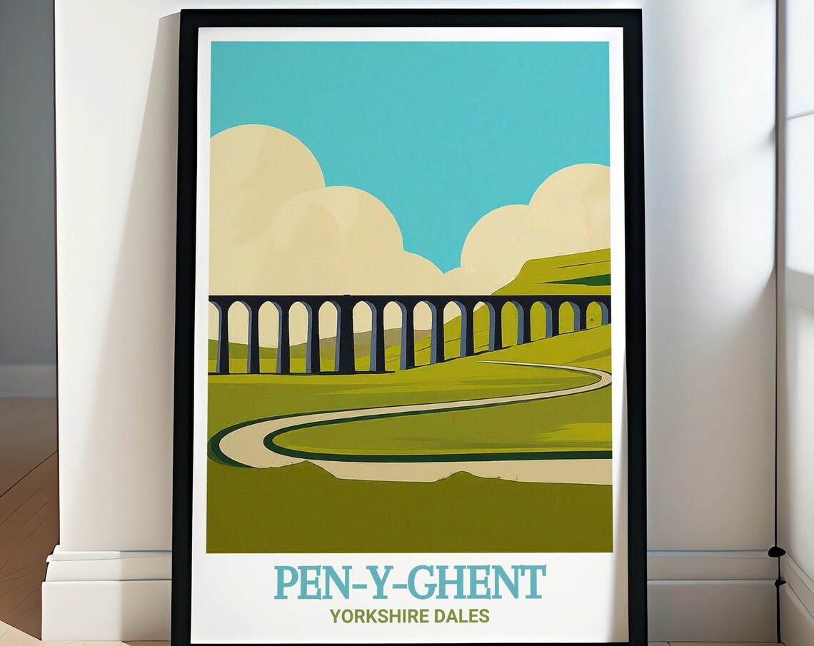 Pen-y-ghent Ribblehead Viaduct Minimalist Dales Travel Poster
