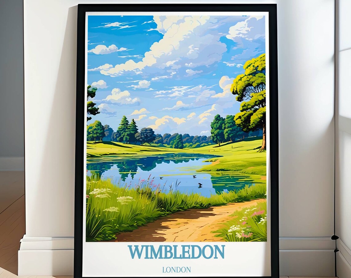 Wimbledon London Park Pond Ducks Green Meadows Travel Poster