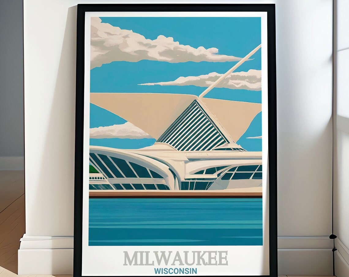 Milwaukee Art Museum Wing Against a Summer Sky Travel Poster