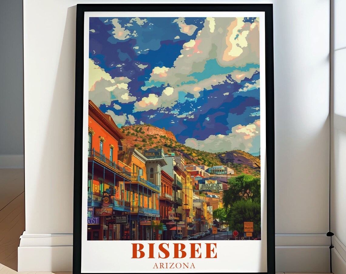 Bisbee Arizona Historic Downtown Main Street Sunset Art Classic Poster