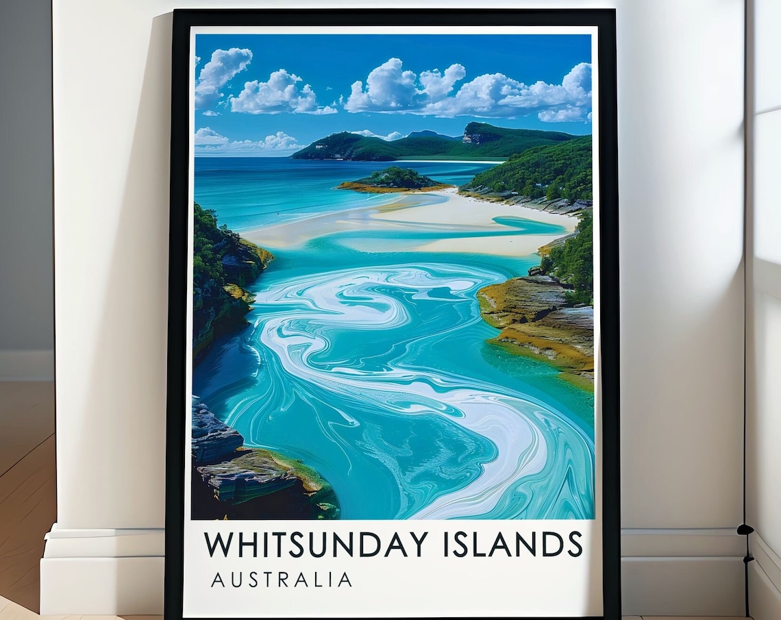 Whitsunday Travel Poster Hill Inlet Art Whitsunday Wall Art Australia Travel Prints Whitsunday Islands And Hill Inlet Travel Posters