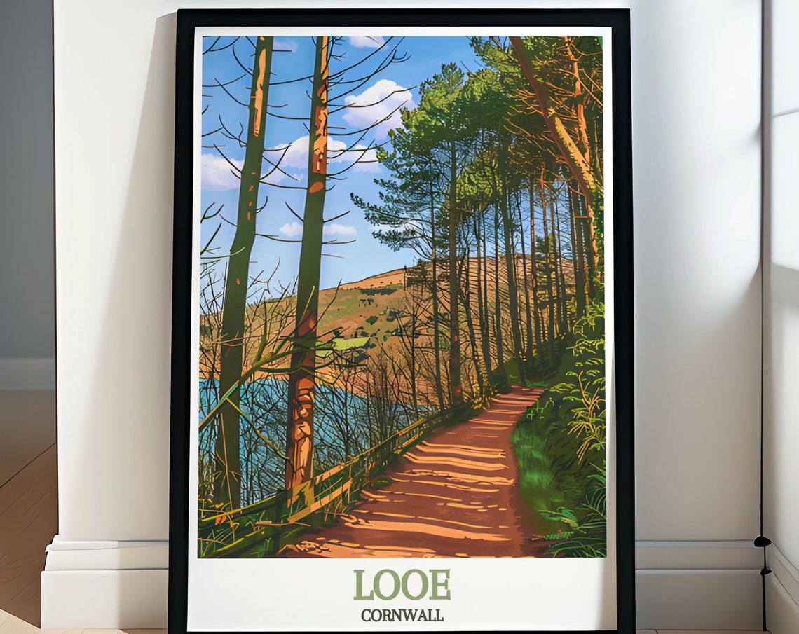 Looe Cornwall Kilminorth Woods Pine Forest Trail Travel Poster
