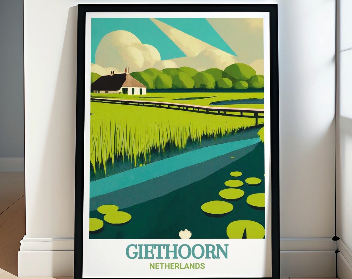 Giethoorn Travel Art Collection Weerribbenwieden National Park Posters Online Weerribbenwieden National Park Retro Posters