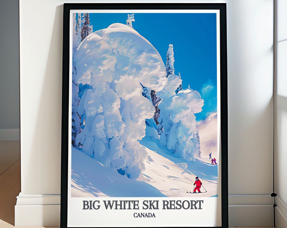 Big White Ski Resort Vintage Travel Poster, British Columbia