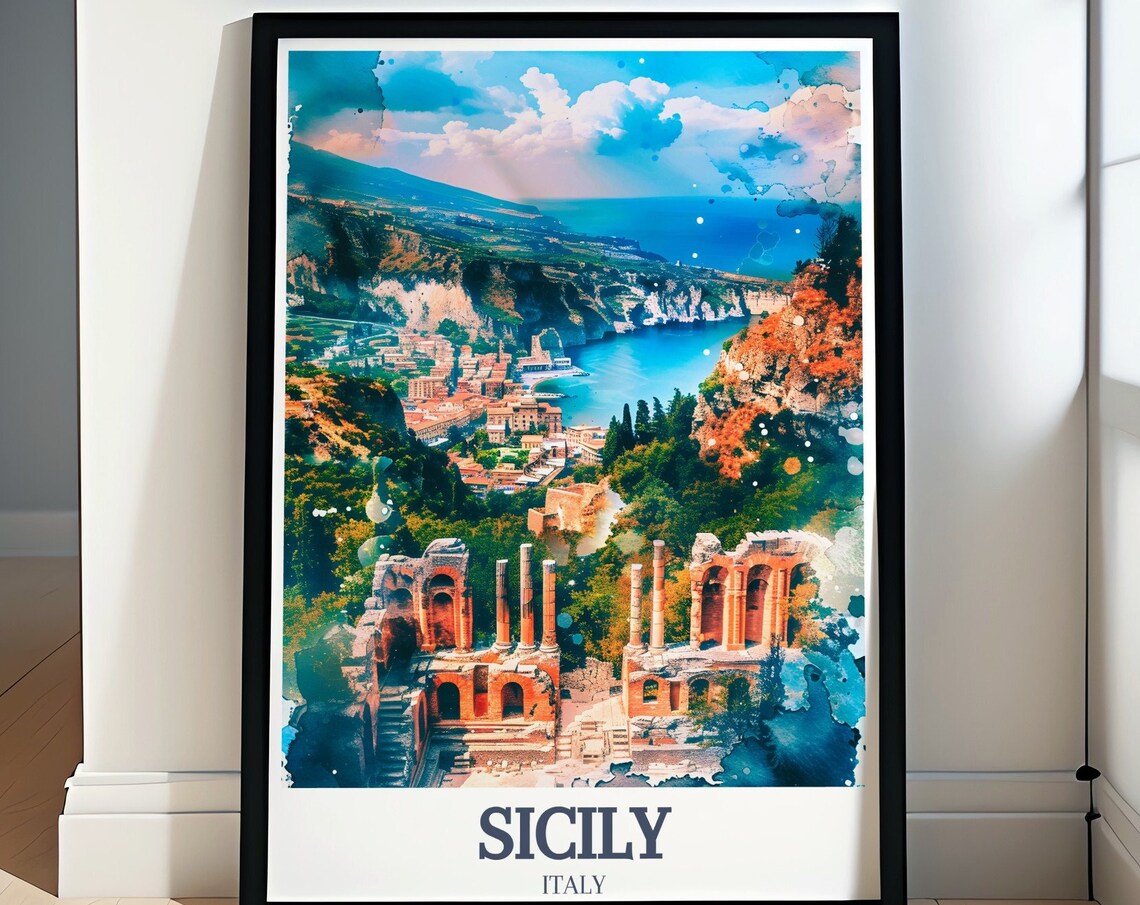 Sicily Italy Ancient Greek Theatre Overlooking The Coast Poster