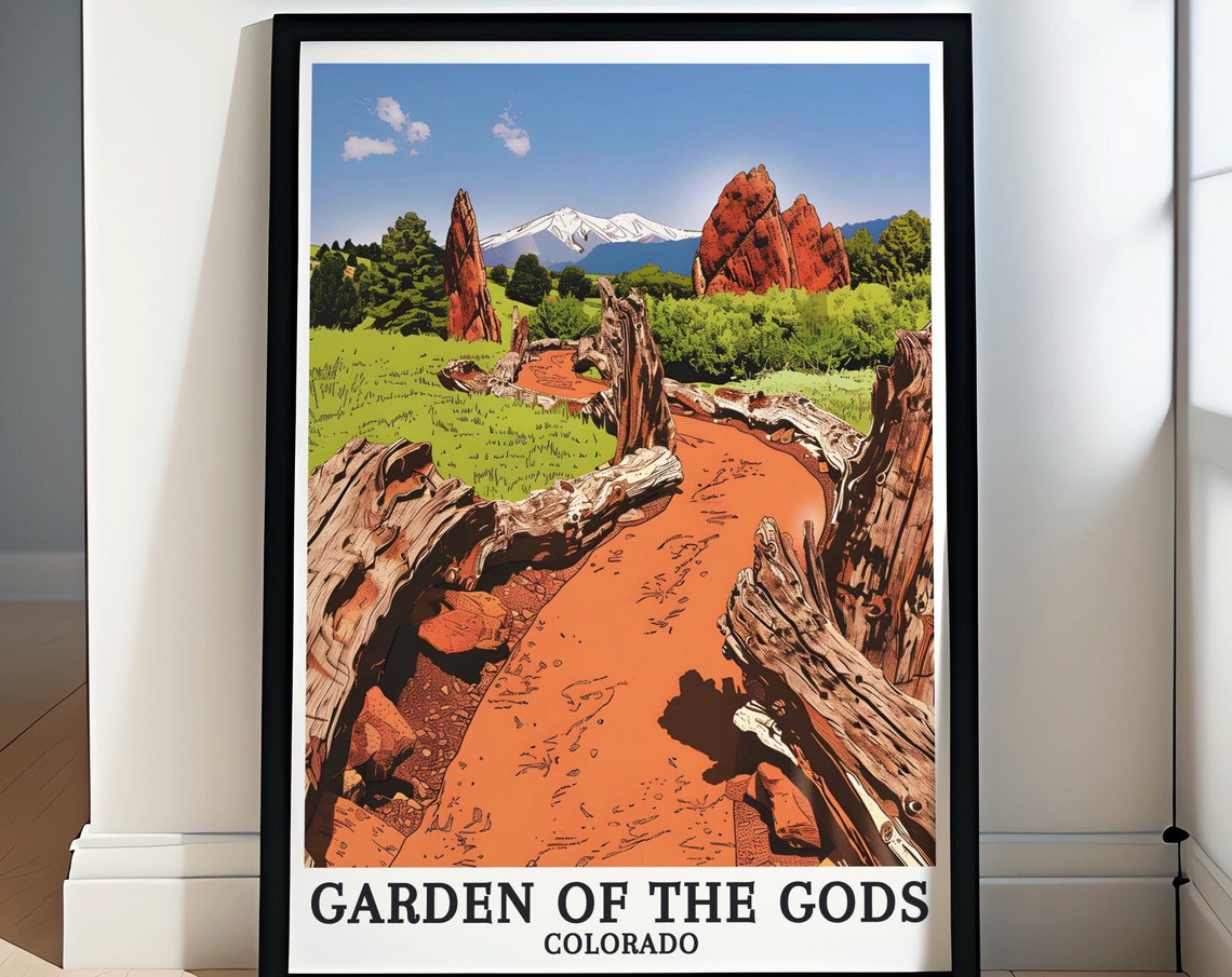 Gardens Of The Gods Travel Poster Mount Evans Climbers And Gardens Of The Gods Print Mount Evans Climbers And Gardens Of The Gods Artwork