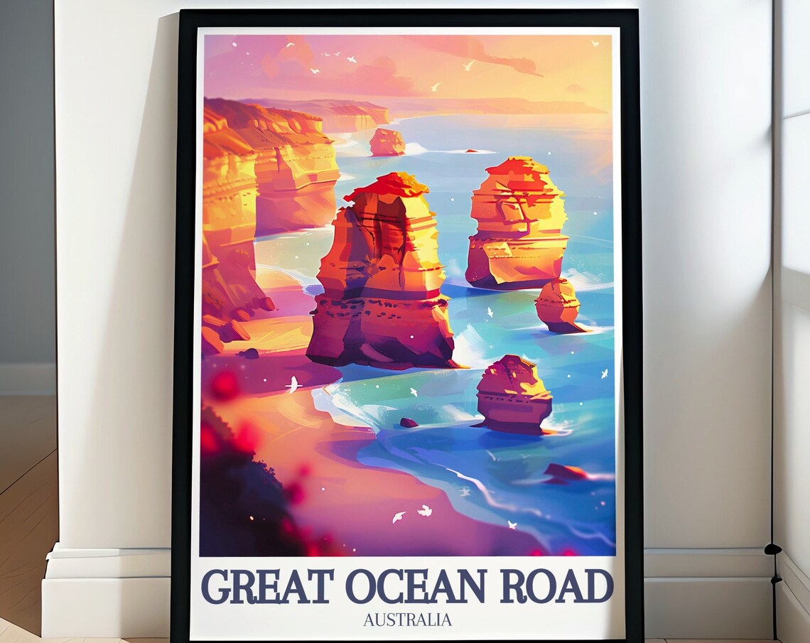 Great Ocean Road Twelve Apostles Sunset Sea Stacks Victoria Poster