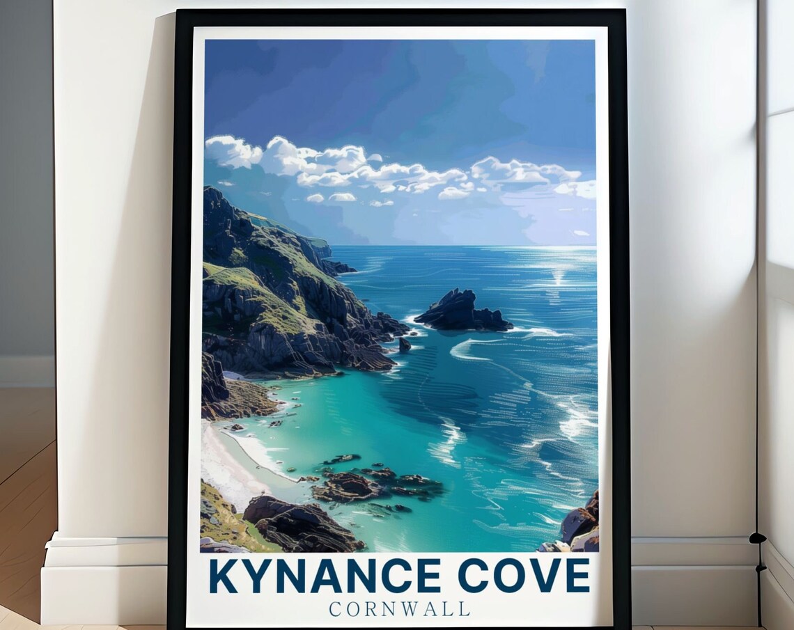 Kynance Cove Turquoise Waters and Rocky Sea Stacks Cornwall Poster