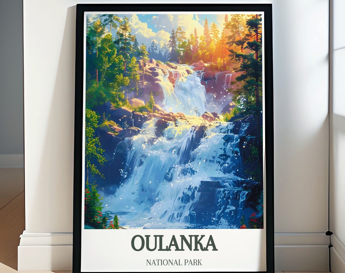 Oulanka National Park Kiutakongas Waterfall Finland Travel Poster