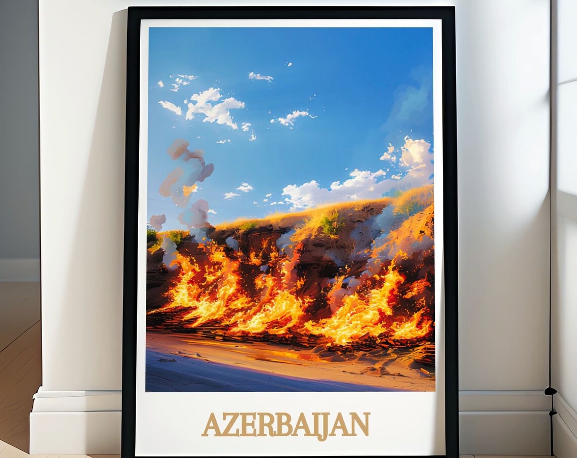 Azerbaijan Yanar Dag Eternal Flames On Burning Hillside Poster