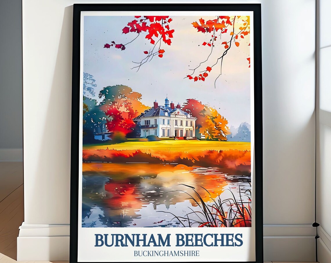 Burnham Beeches Autumn Lake House Poster With Golden Foliage England