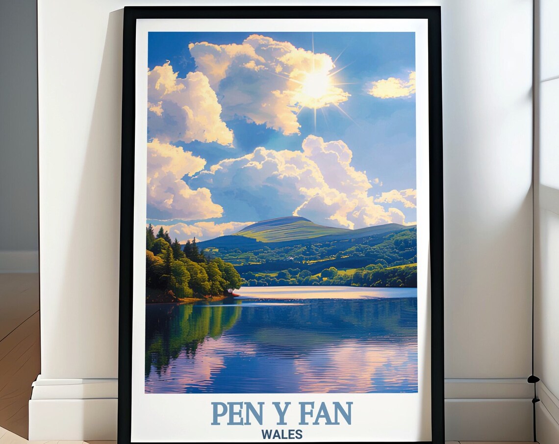 Pen y Fan Wales Pontsticill Reservoir Mountain Mirror Poster