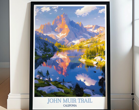 John Muir Trail California Alpine Lake Peaks Reflection Travel Poster
