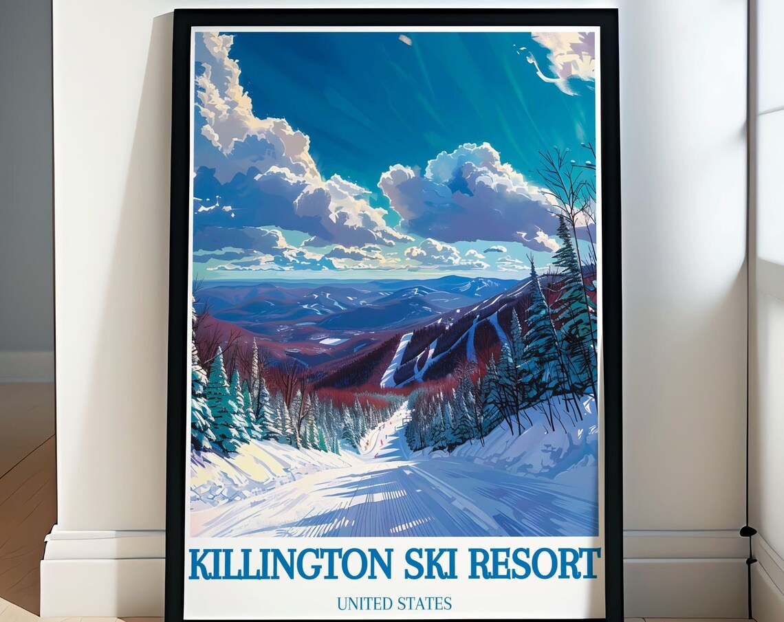 Killington Ski Resort Winding Forest Trail Snow Day Scene Poster
