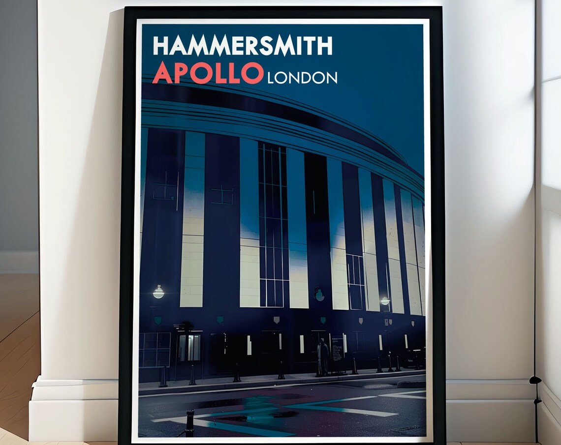 Hammersmith Apollo London Art Deco Venue At Night Travel Poster