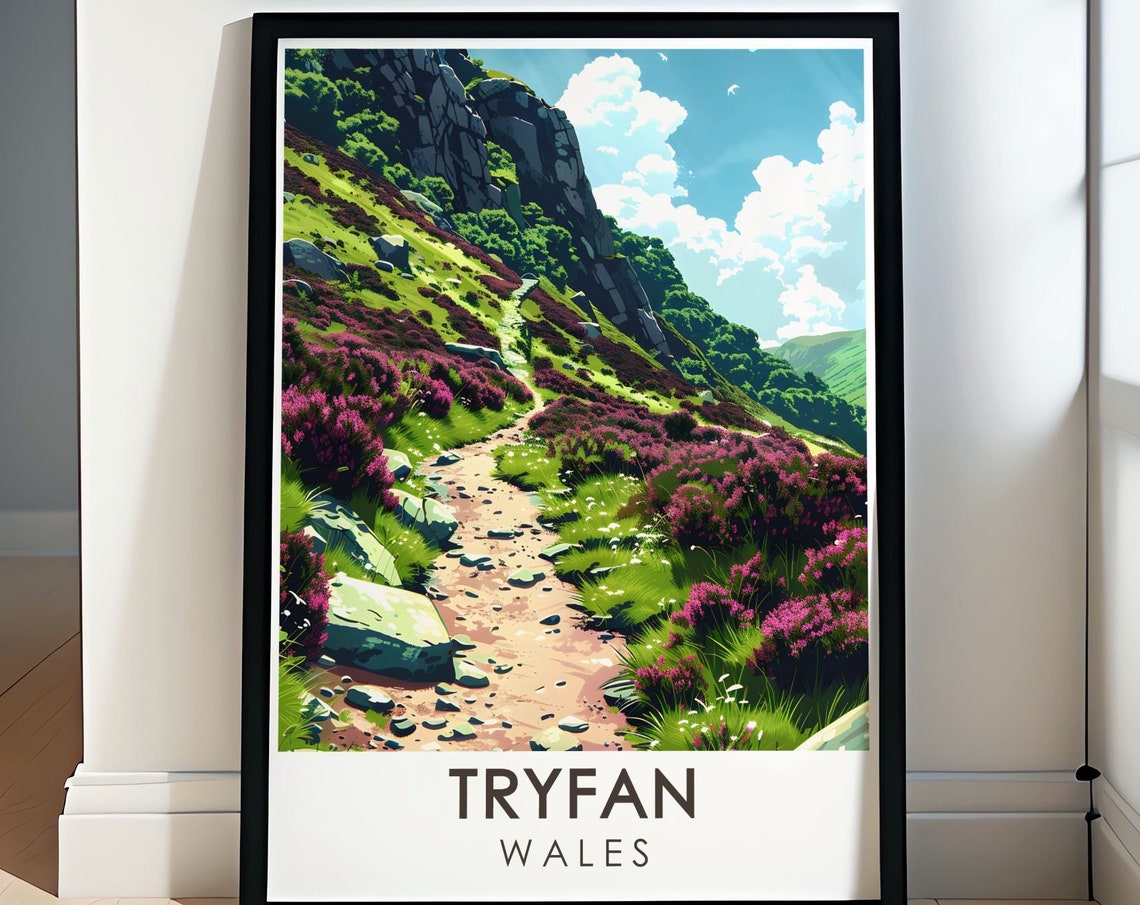 Tryfan Wales Heather Trail Path through the Rocky Crags Poster