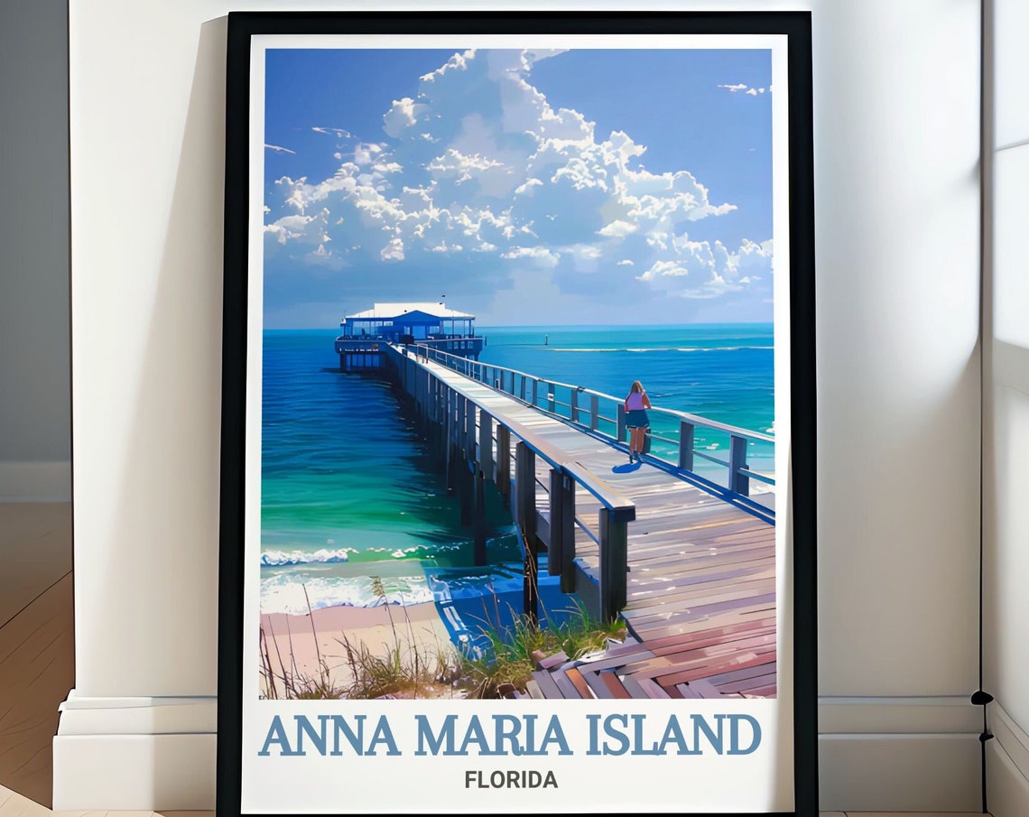 Florida Anna Maria Island Wall Art Anna Maria City Pier Art Print Anna Maria City Pier Travel Poster Coastal Wall Decor
