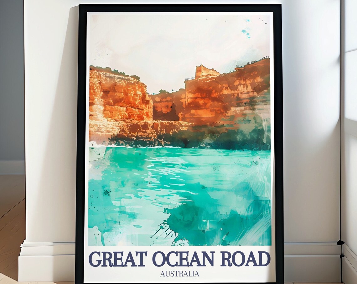 Great Ocean Road Loch Ard Gorge Turquoise Water Watercolor Poster