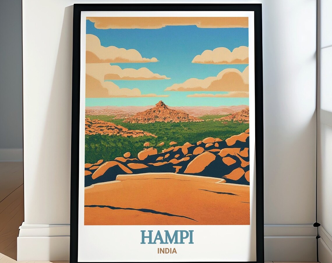 Hampi Matanga Hill Rocky Hills Orange Rock India Travel Poster