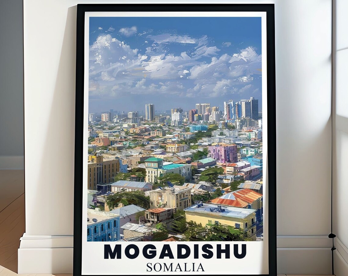 Mogadishu Somalia City Skyline Colorful Urban Landscape Travel Poster