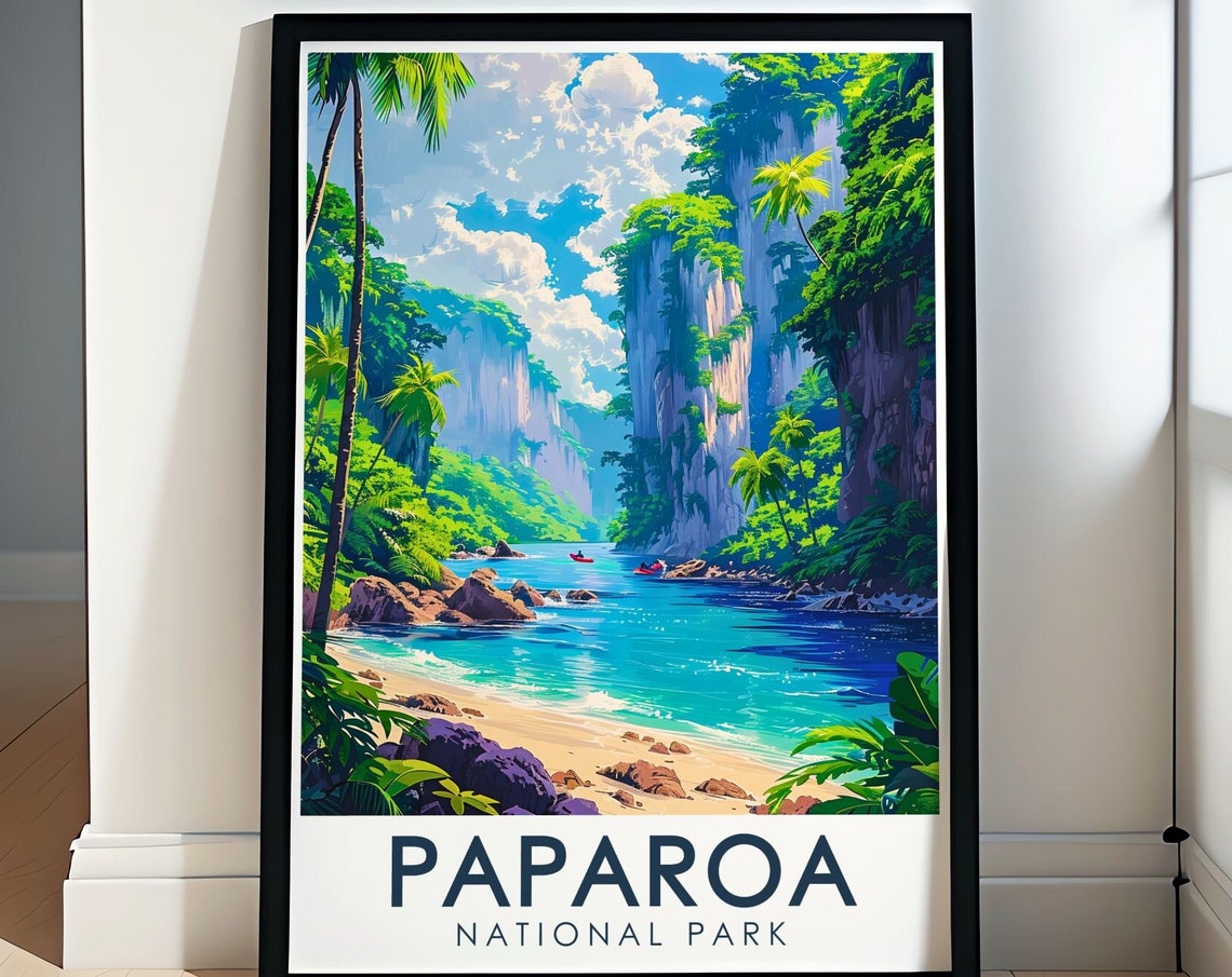 Paparoa National Park Travel Poster Pororari River Gorge Travel Posters And Prints New Zealand Wall Art Pororari River Gorge Decor