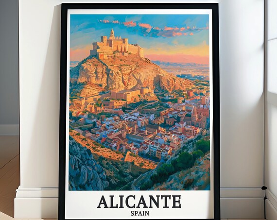 Alicante Spain Santa Barbara Castle Sunset Mountain View Poster