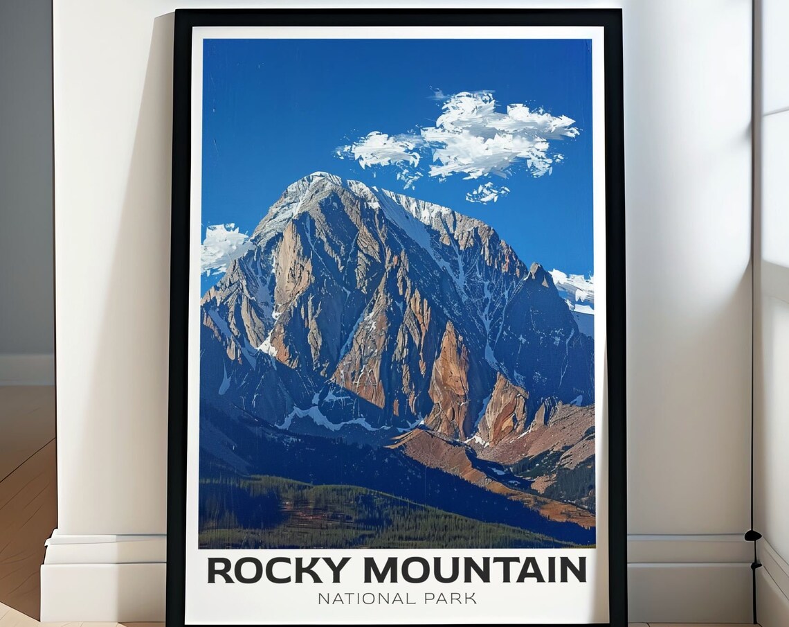 Rocky Mountain National Park Summit Blue Sky Day Travel Art Poster