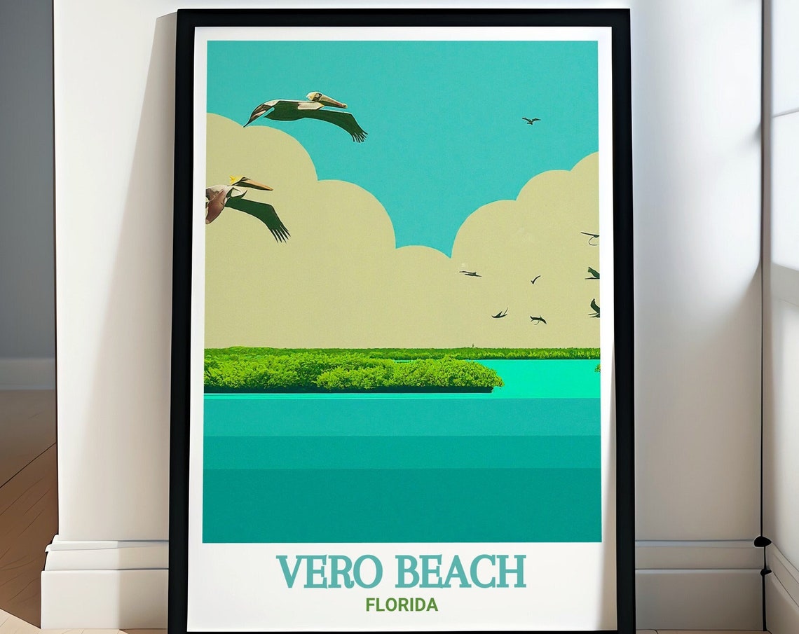 Vero Beach Travel Print Pelican Island National Wildlife Refuge Travel Wall Art Pelican Island National Wildlife Refuge Art