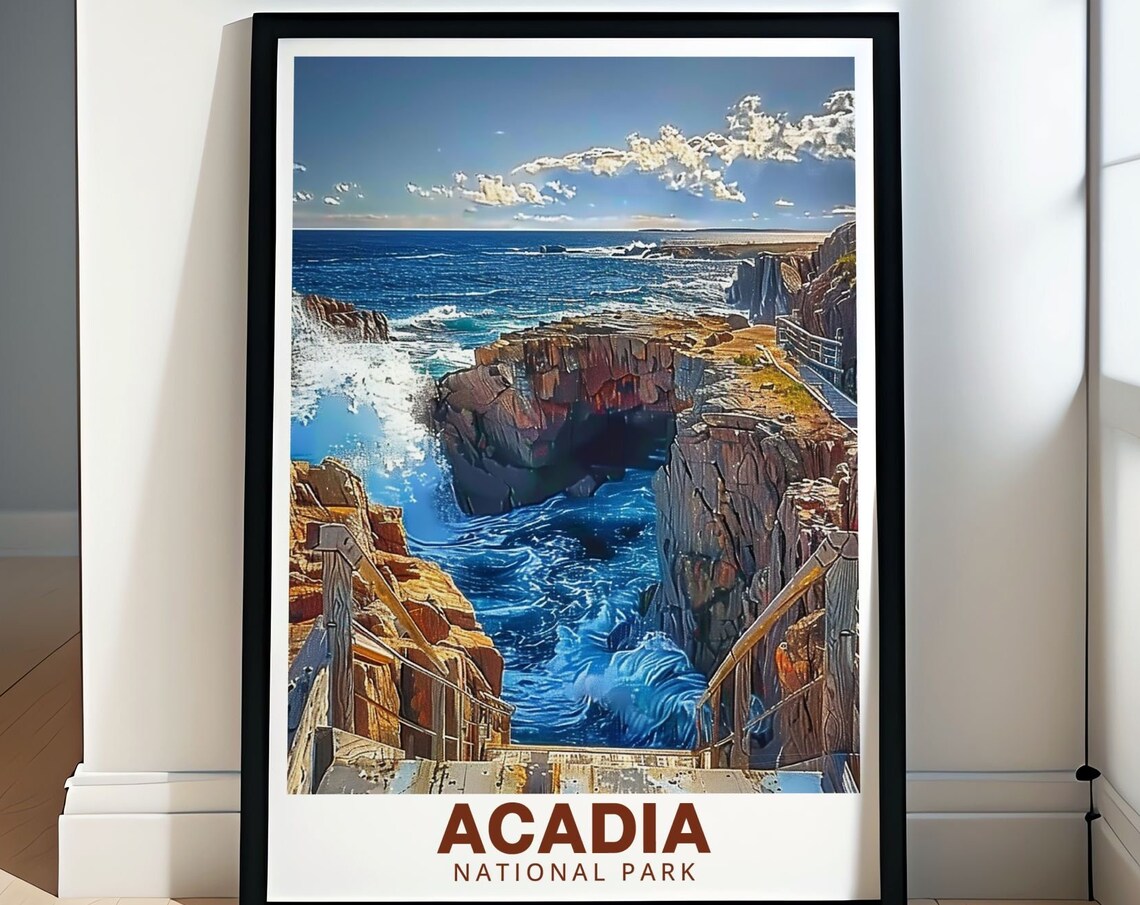 Acadia National Park Thunder Hole Crashing Waves Maine Poster