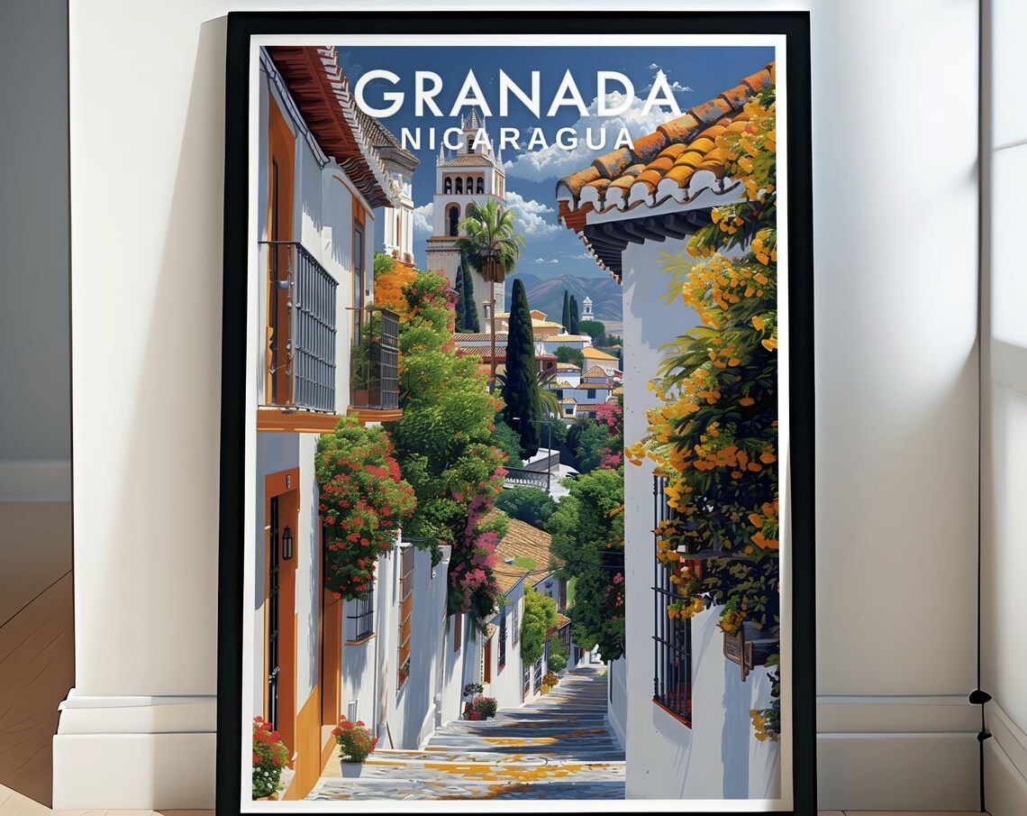 Granada Nicaragua Colonial Street Cathedral Tower Central America Poster