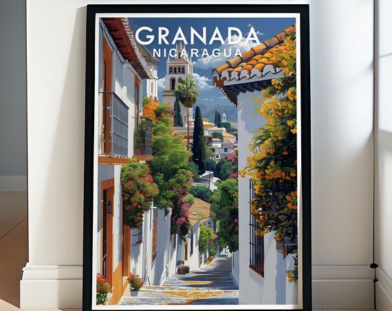 Granada Nicaragua Colonial Street Cathedral Tower Central America Poster