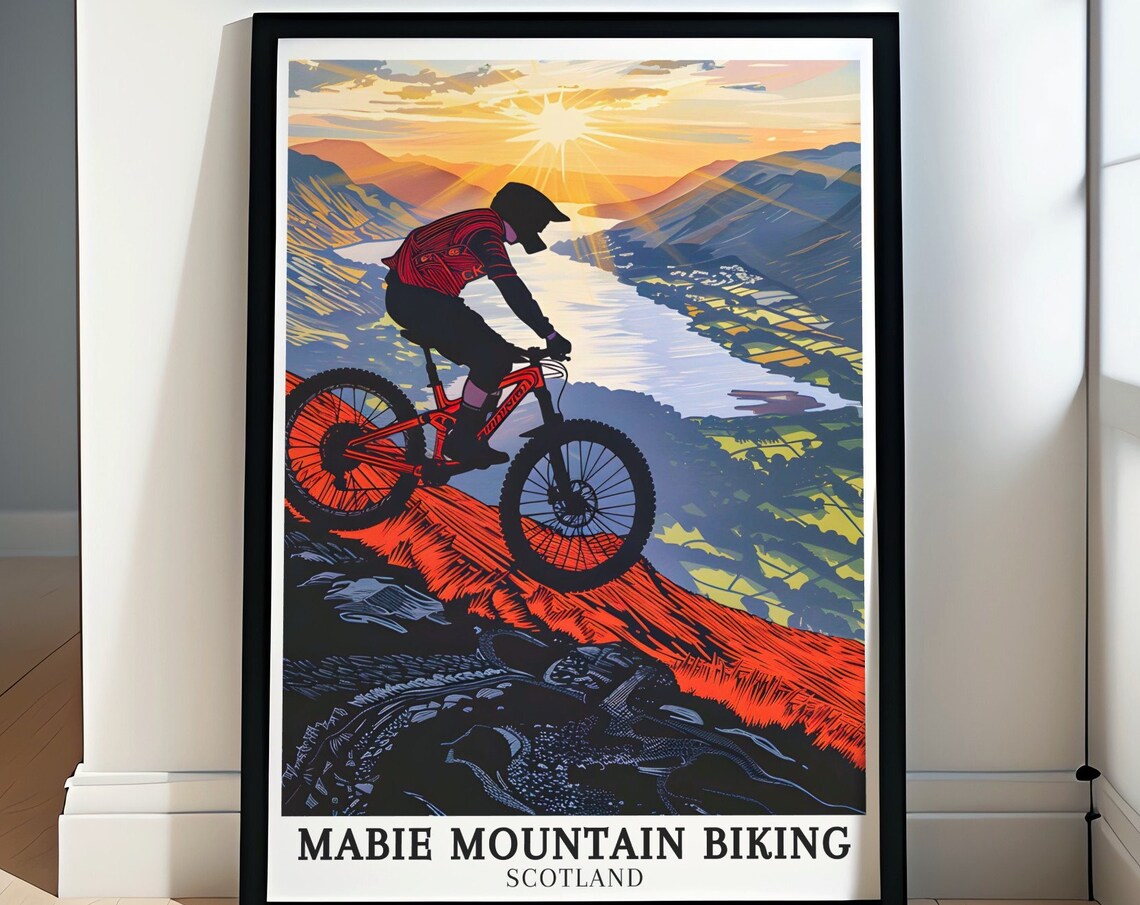 Mabie Mountain Biking Scotland Sunrise Ridge Silhouette Poster
