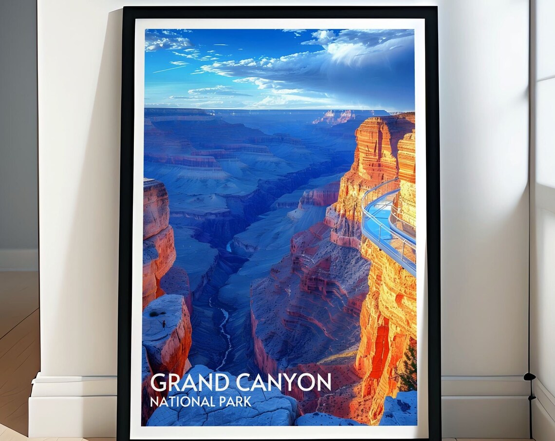 Grand Canyon Glass Skywalk Sunset Overlook Red Rock Canyon Poster