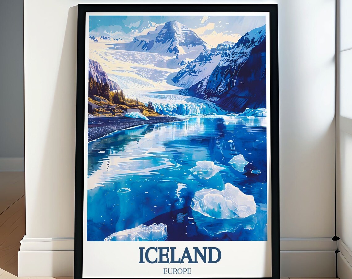 Iceland Jokulsarlon Glacier Lagoon Drifting Blue Icebergs Poster