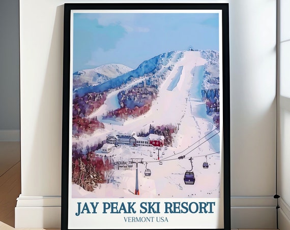 Jay Peak Travel Art Vermont Mountains Print Ski Resort Poster Burke Mountain Decor Vermont Travel Art