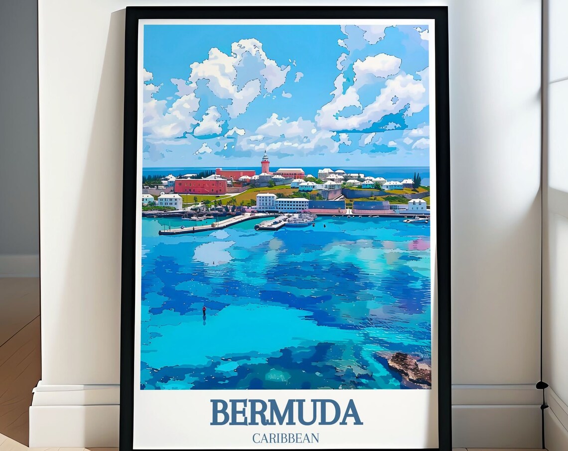 Bermuda Turquoise Harbor Boats St Georges Town Ocean View Poster